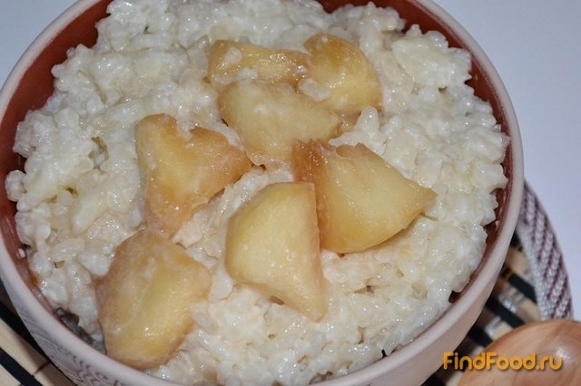 Молочная рисовая каша с карамелизированными яблоками рецепт с фото 9-го шага 