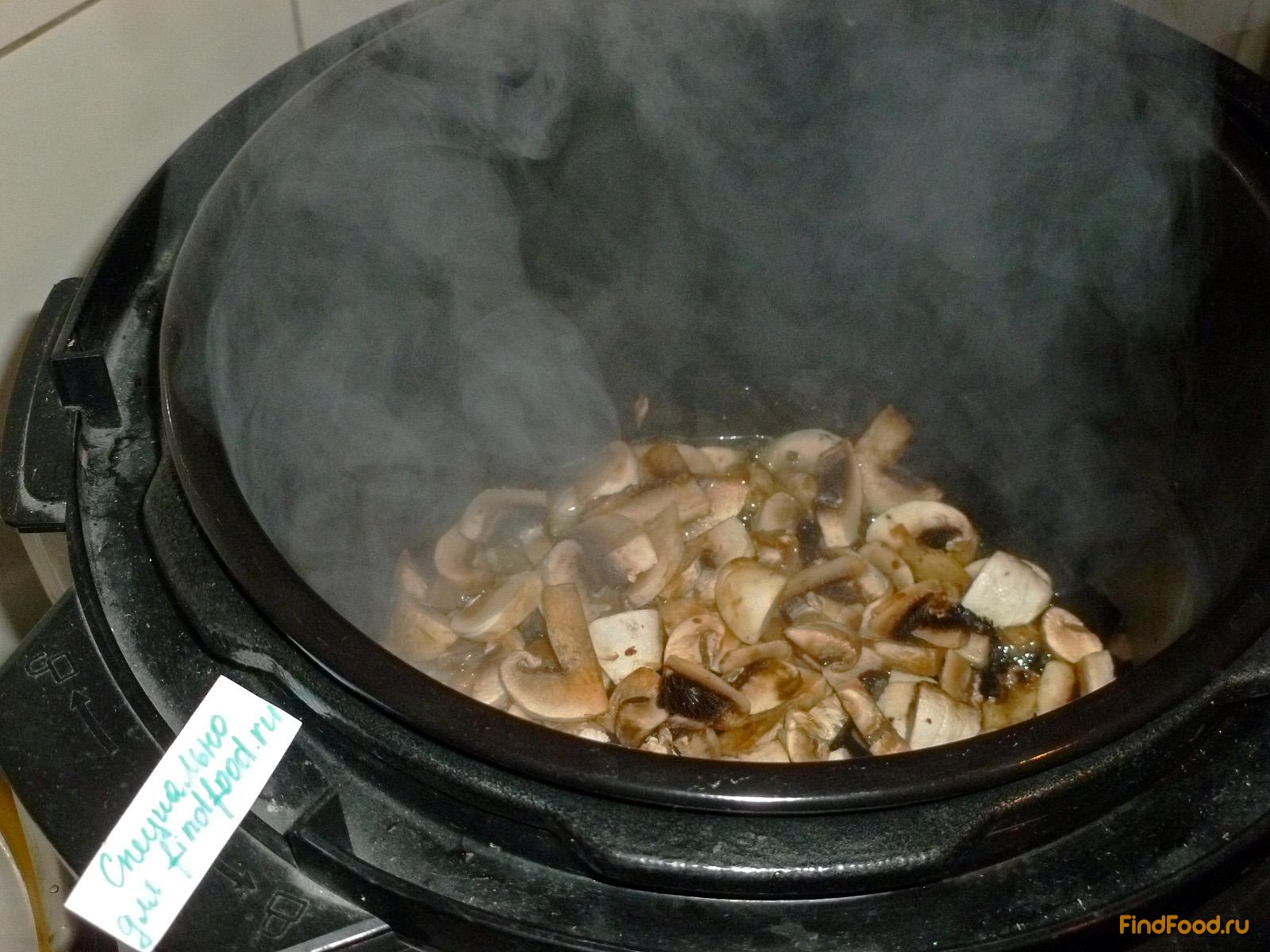 Гречнево рисовая каша с куриной печенью и грибами в мультиварке рецепт с фото 5-го шага 