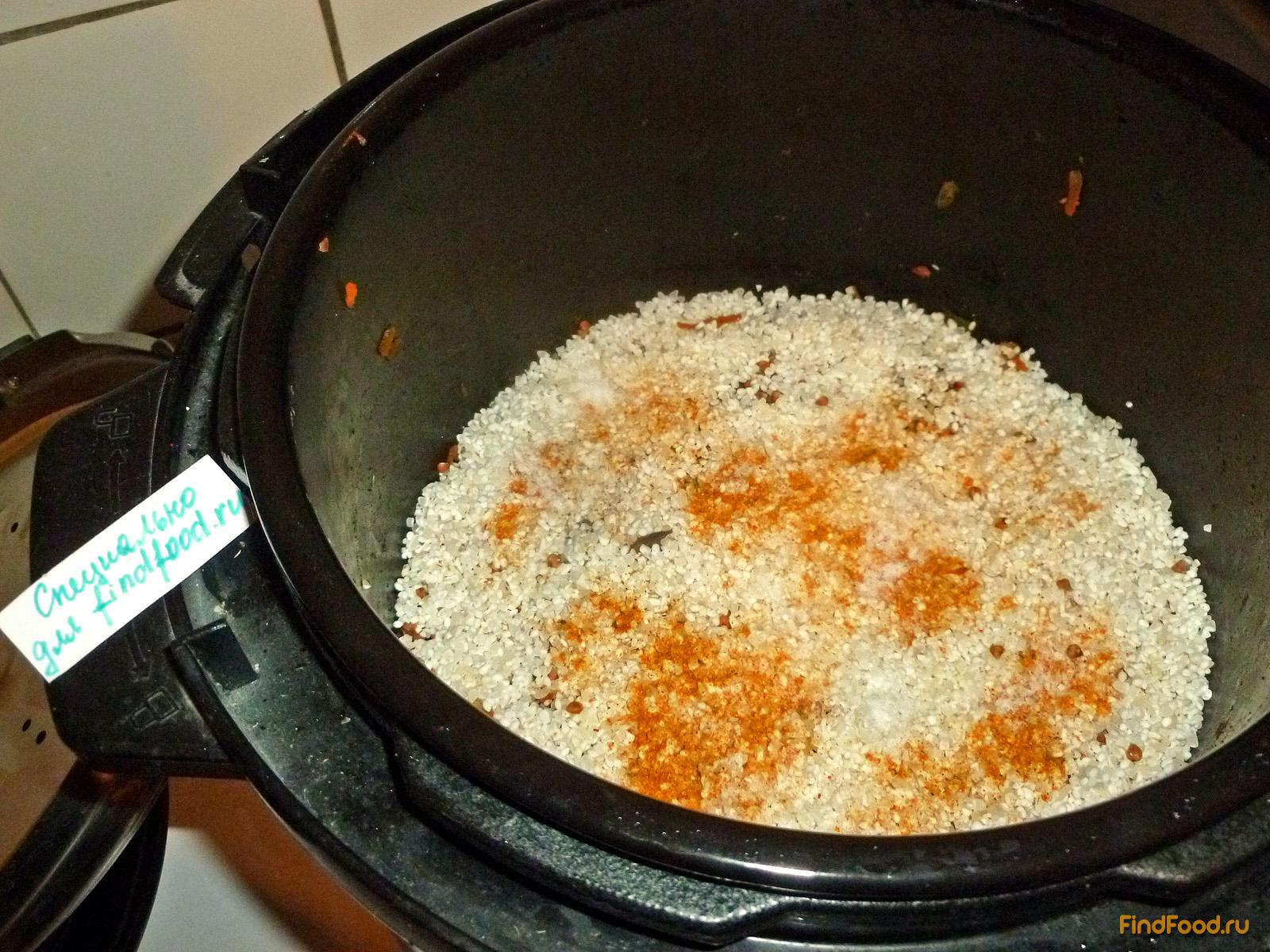 Гречнево рисовая каша с куриной печенью и грибами в мультиварке рецепт с фото 9-го шага 