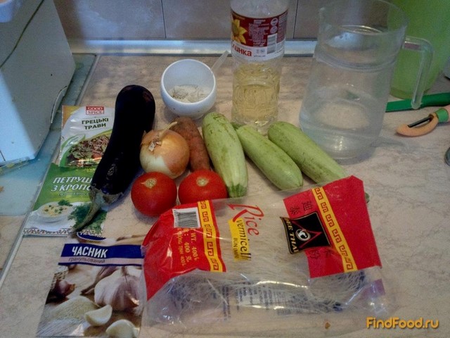 Рисовая лапша с овощами в мультиварке рецепт с фото 1-го шага 