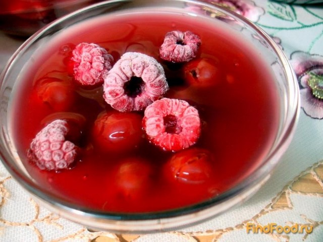 Кисель вишнёво - малиновый с ягодами рецепт с фото 8-го шага 