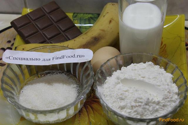 Оладьи с шоколадом и бананами рецепт с фото 1-го шага 