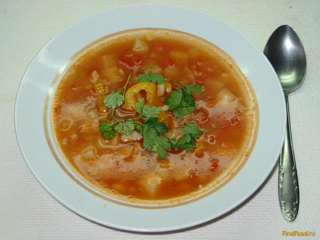 Фасолевый суп с помидорами и перцем рецепт с фото 10-го шага 