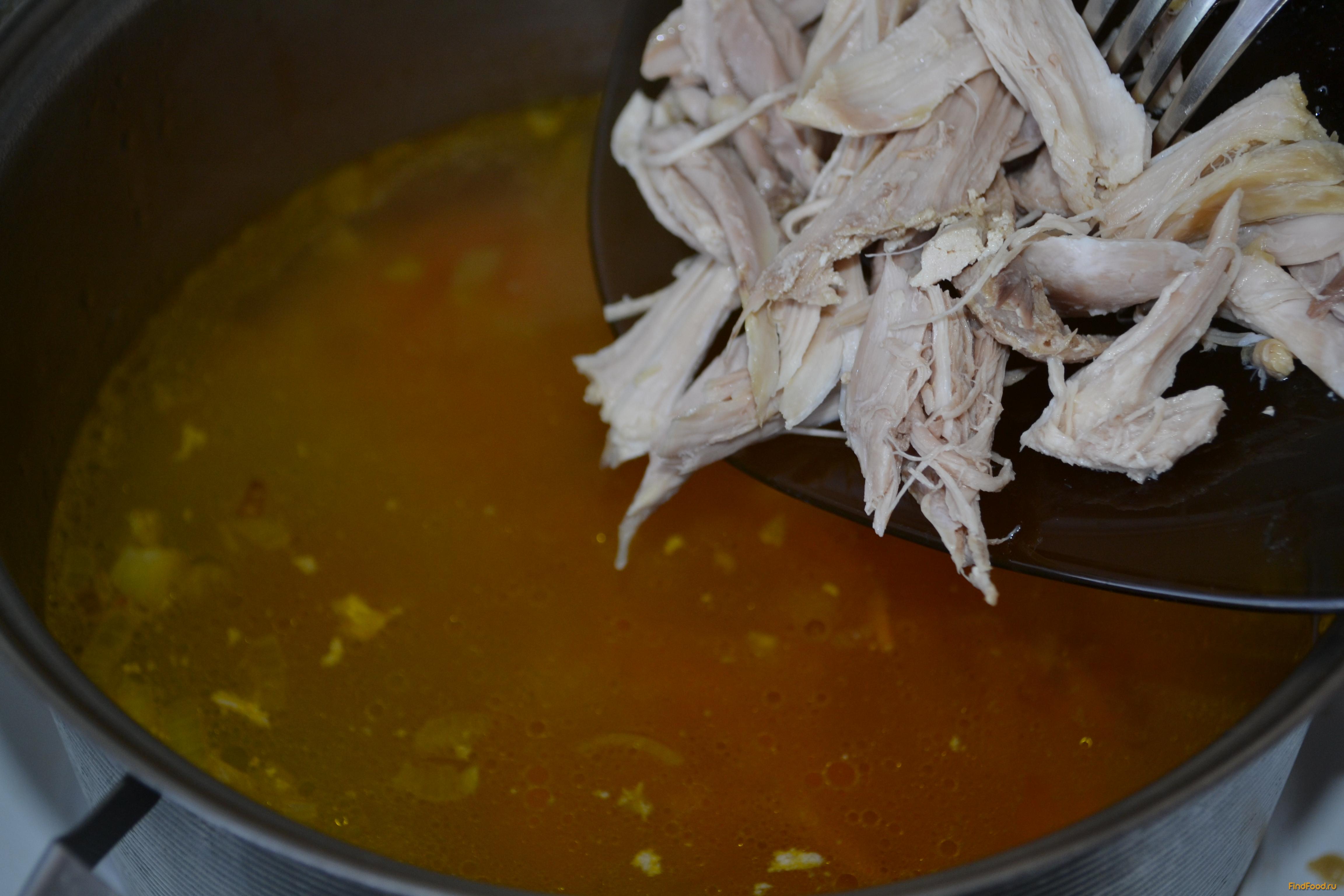 Суп на курином бульоне с яичными блинами рецепт с фото 14-го шага 
