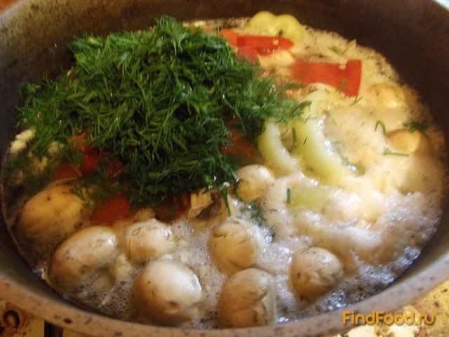 Куриный суп с грибами рецепт с фото 7-го шага 