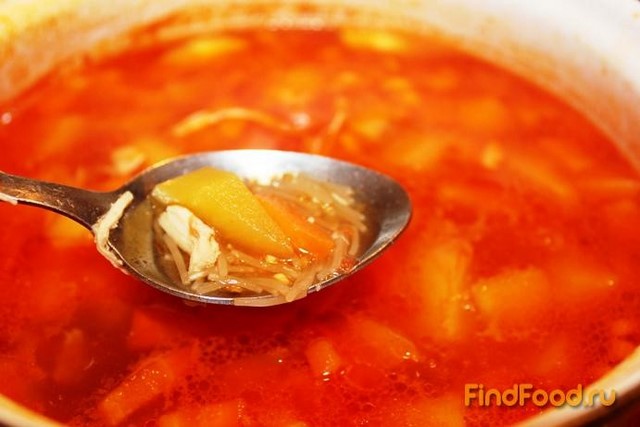 Томатный суп с тыквой и курицей рецепт с фото 9-го шага 