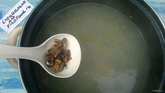 Грибной суп с куриными сердечками и зеленой гречкой рецепт с фото 6-го шага 