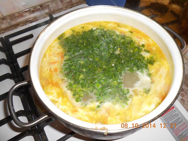 Куриная лапша с зеленым луком и яйцом  рецепт с фото 7-го шага 