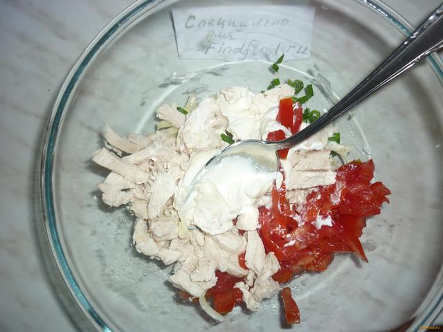 Салат из курицы с чесноком и сыром рецепт с фото 8-го шага 
