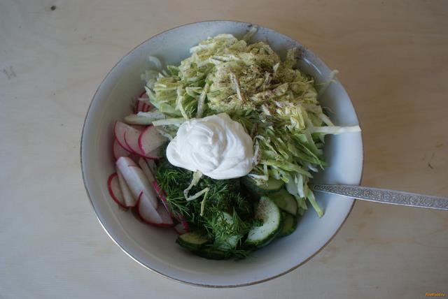 Весенний салат со сметаной рецепт с фото 7-го шага 