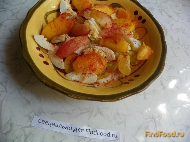 Салат с персиками и желтыми помидорами черри рецепт с фото 8-го шага 