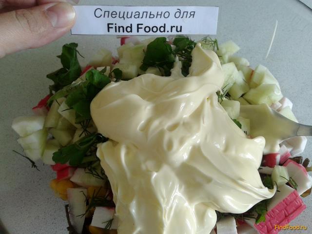 Салат из морской капусты с кукурузой и крабовыми палочками рецепт с фото 6-го шага 