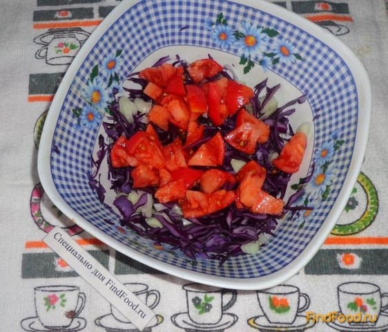 Салат из помидоров и краснокочанной капусты рецепт с фото 5-го шага 
