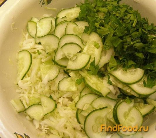 Салат из свежей капусты с огурцами рецепт с фото 5-го шага 