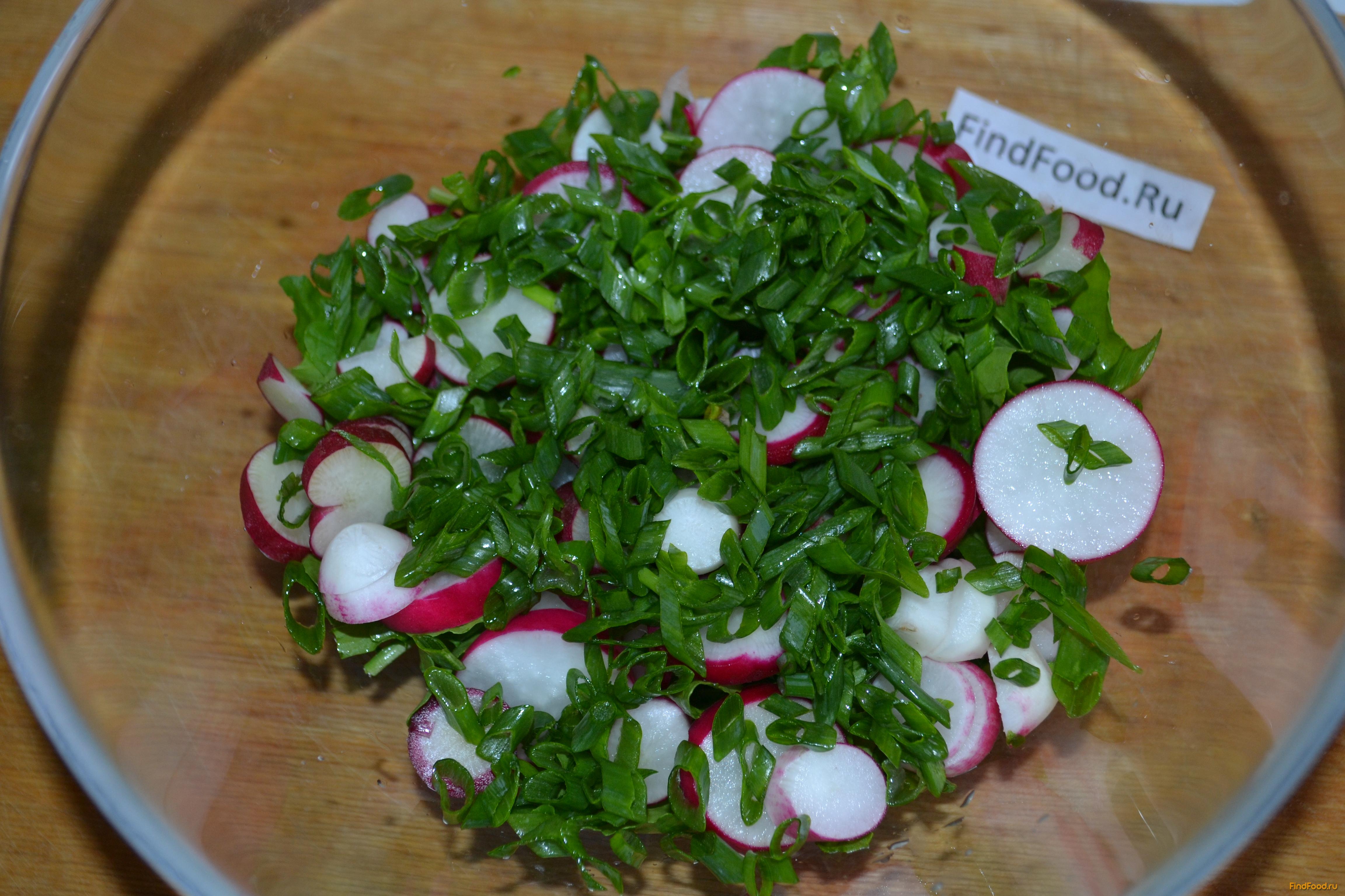 Салат из первой зелени и редиски рецепт с фото 6-го шага 
