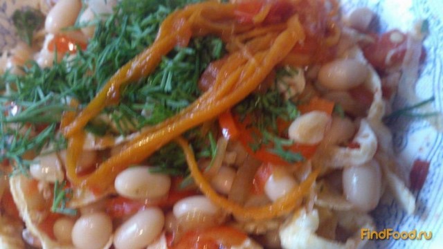 Теплый салат с фасолью и овощами рецепт с фото 6-го шага 