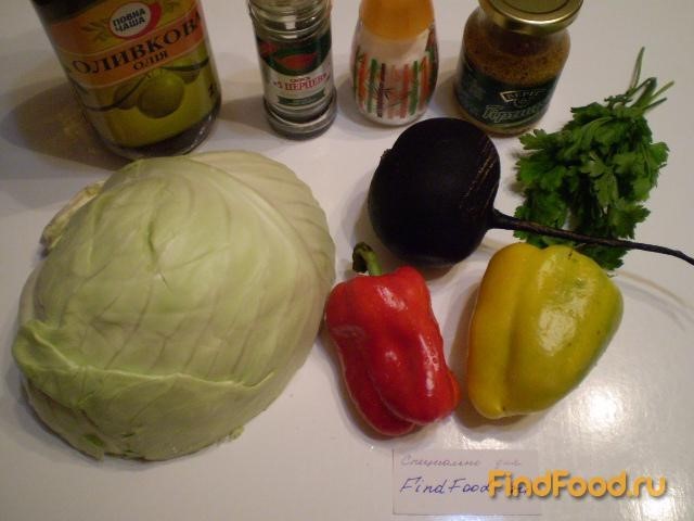 Капустный салат с черной редькой и перцем рецепт с фото 1-го шага 