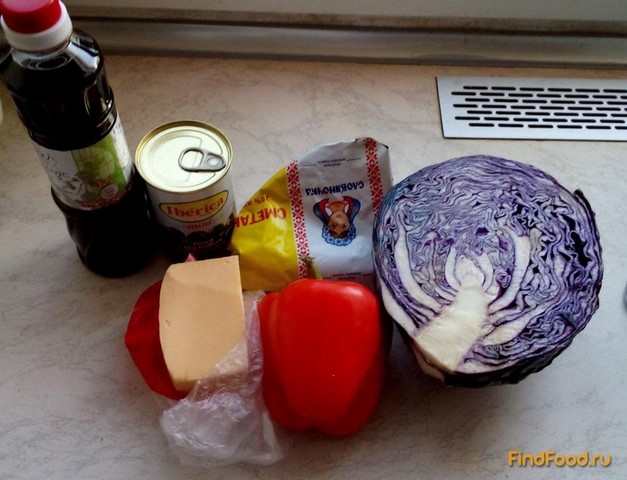 Сливочный салат с красной капустой рецепт с фото 1-го шага 