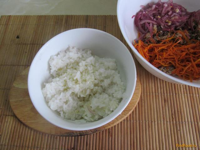 Теплый салат с курицей и рисом рецепт с фото 8-го шага 