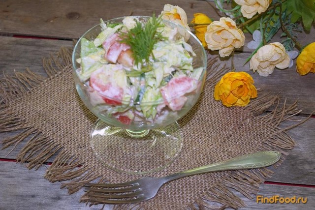 Капустный салат с огурцом и курицей рецепт с фото 6-го шага 