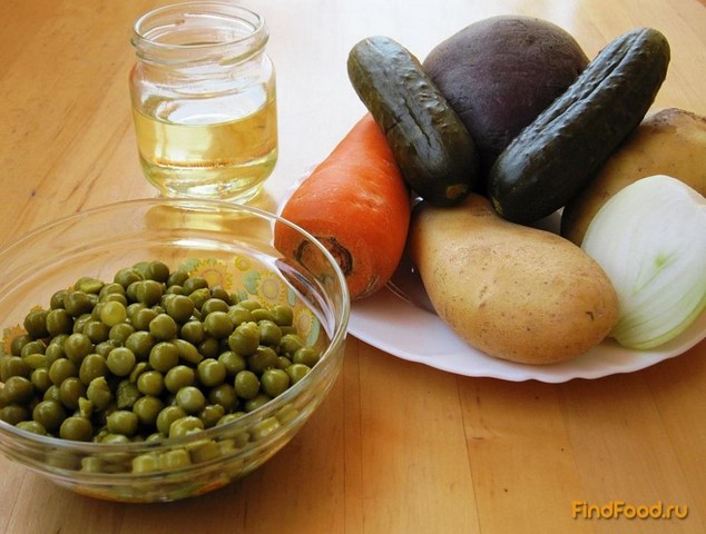 Винегрет с зеленым горошком рецепт с фото 1-го шага 