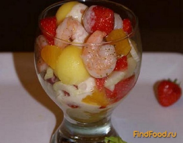 Салат-коктейль с креветками и фруктами рецепт с фото 4-го шага 
