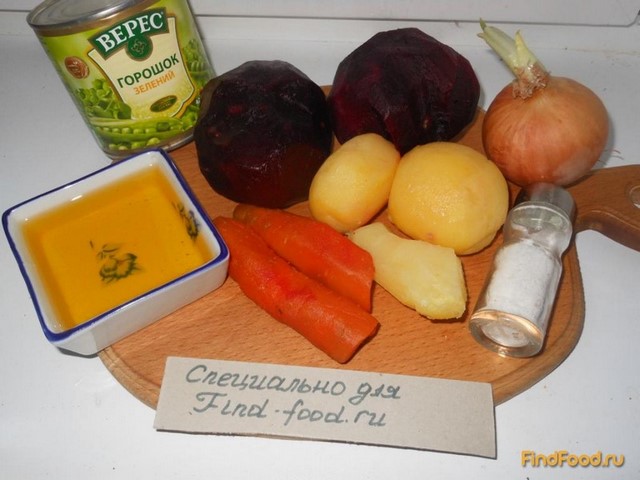 Салат Винегрет с консервированным горошком рецепт с фото 1-го шага 