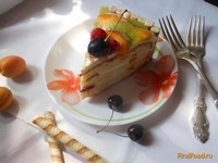 Бисквитно - творожный торт с фруктами рецепт с фото