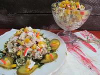 Салат с курицей и крабовыми палочками рецепт с фото