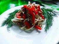 Острый салат с курицей и болгарским перцем рецепт с фото