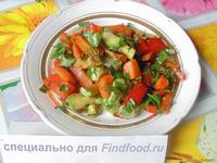 Теплый салат из кабачка перца и морковки рецепт с фото