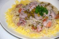 Спагетти с креветками и горошком рецепт с фото