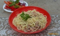 Спагетти по-флотски на костре рецепт с фото