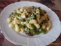 Постные макароны со стручковой фасолью и грибами рецепт с фото