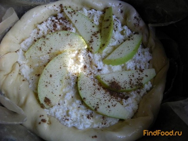 Открытый пирог с творогом и яблоком рецепт с фото 12-го шага 