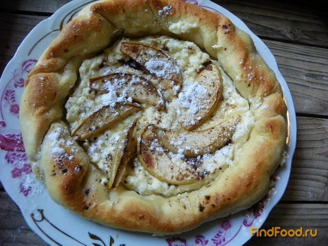 Открытый пирог с творогом и яблоком рецепт с фото 14-го шага 