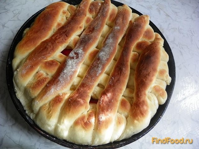 Дрожжевой пирог с персиками рецепт с фото 8-го шага 
