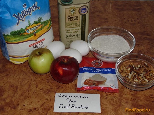 Яблочный пирог с грецкими орехами рецепт с фото 1-го шага 