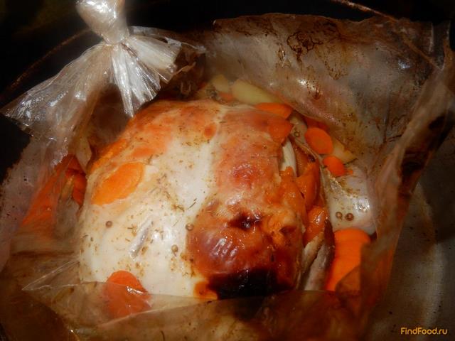 Курица с курагой запеченная в рукаве рецепт с фото 8-го шага 
