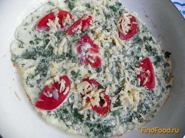 Омлет с помидорами сыром и зеленью рецепт с фото 8-го шага 