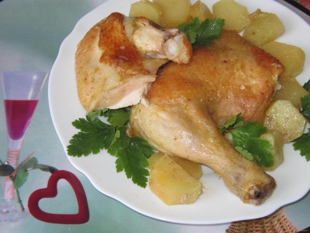 Курица запеченная с картофелем в духовке рецепт с фото 7-го шага 