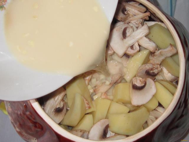 Картофель с грибами в горшочке рецепт с фото 5-го шага 