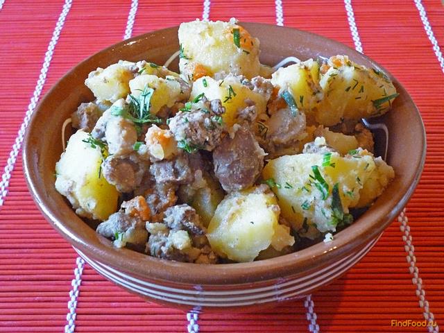 Картофель с куриной печенью и грибами рецепт с фото 20-го шага 