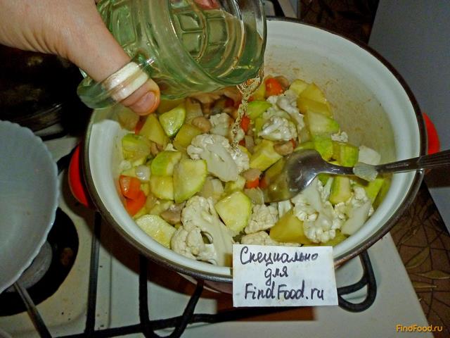 Овощное рагу из кабачков и цветной капусты с грибами рецепт с фото 17-го шага 