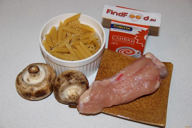 Паста с курицей и грибами рецепт с фото 1-го шага 