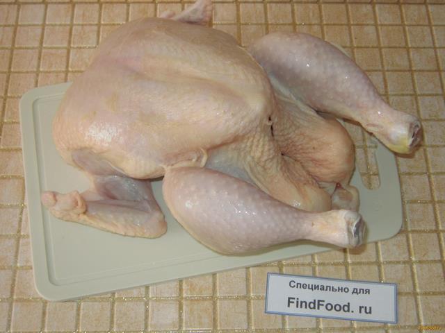 Курица запеченная в духовке рецепт с фото 1-го шага 