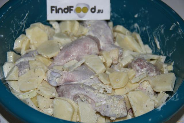 Куриные голени запеченные с картофелем рецепт с фото 6-го шага 