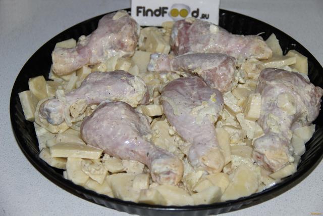 Куриные голени запеченные с картофелем рецепт с фото 7-го шага 