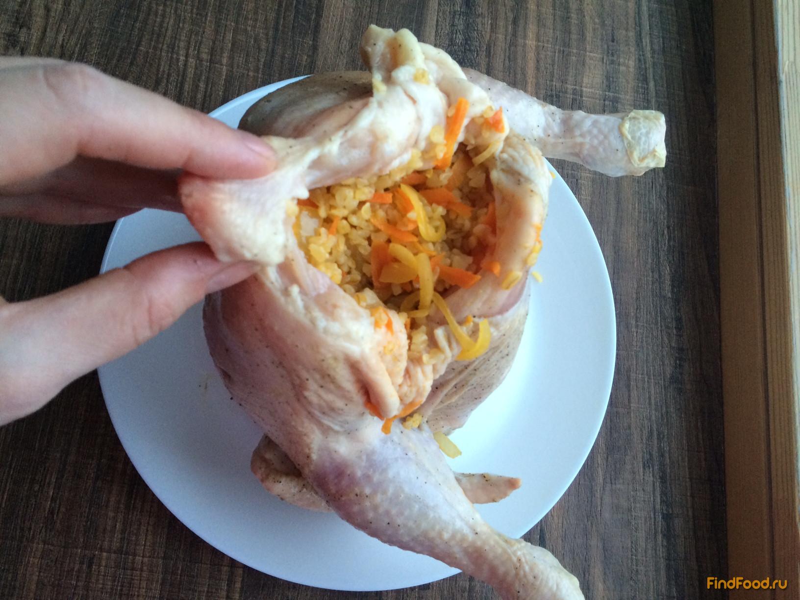 Курица фаршированная овощами и булгуром рецепт с фото 9-го шага 