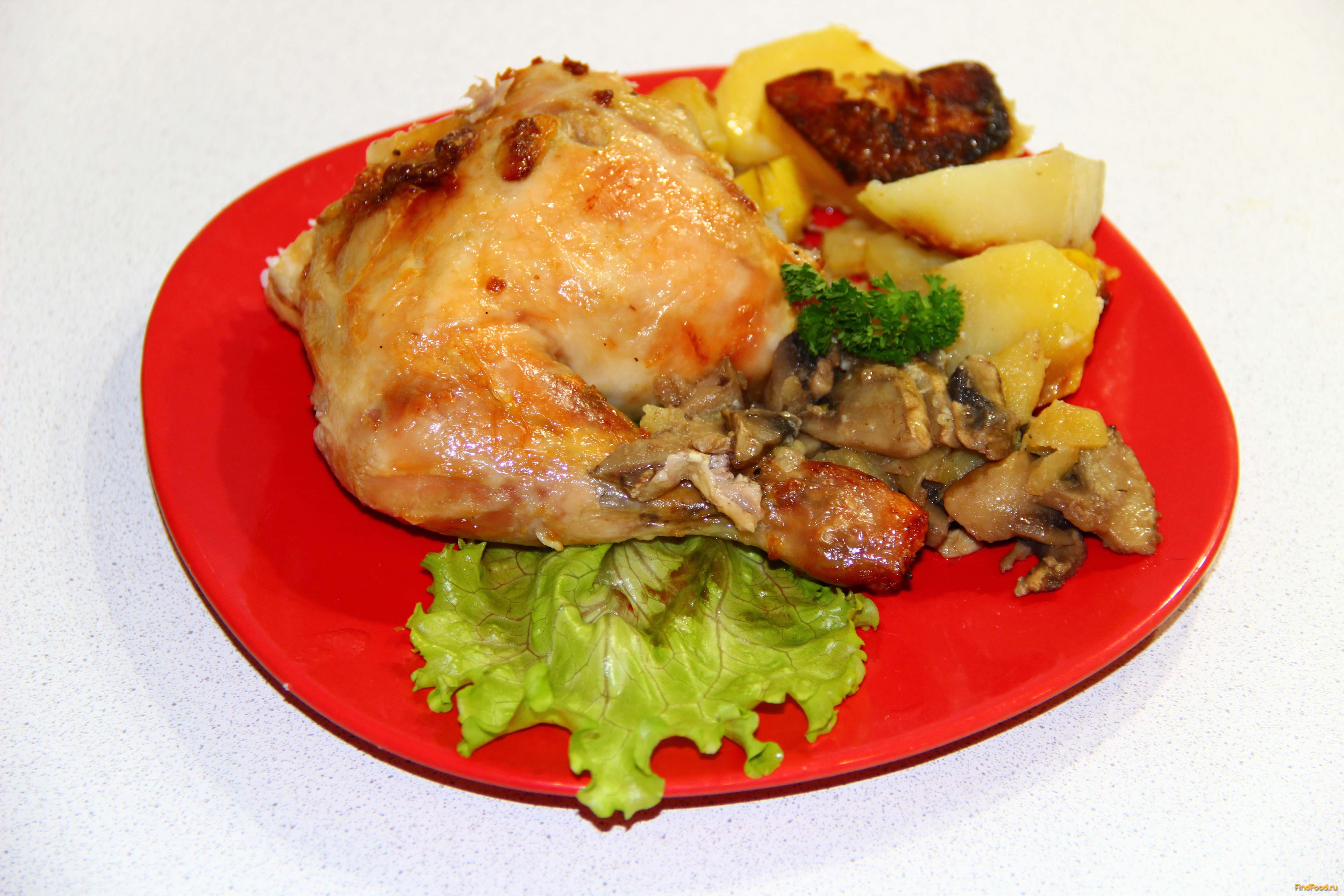 Курица фаршированная картофелем и грибами рецепт с фото 13-го шага 